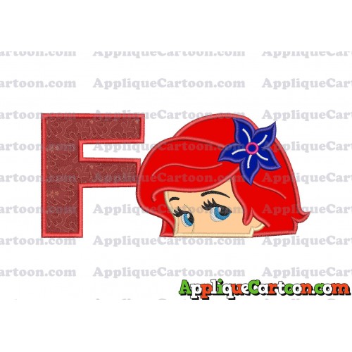 Head The Little Mermaid Applique Embroidery Design With Alphabet F