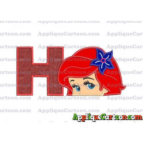Head The Little Mermaid Applique Embroidery Design With Alphabet H