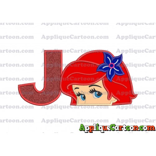 Head The Little Mermaid Applique Embroidery Design With Alphabet J