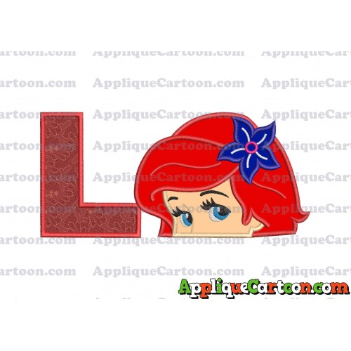 Head The Little Mermaid Applique Embroidery Design With Alphabet L
