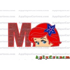 Head The Little Mermaid Applique Embroidery Design With Alphabet M