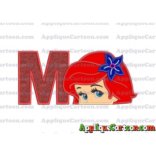 Head The Little Mermaid Applique Embroidery Design With Alphabet M
