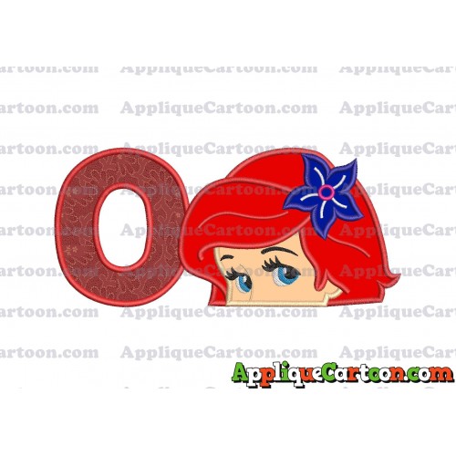 Head The Little Mermaid Applique Embroidery Design With Alphabet O