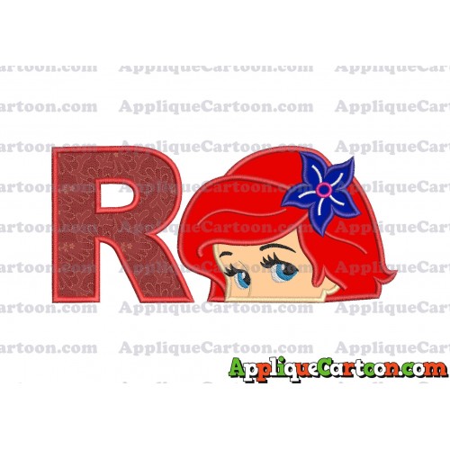 Head The Little Mermaid Applique Embroidery Design With Alphabet R