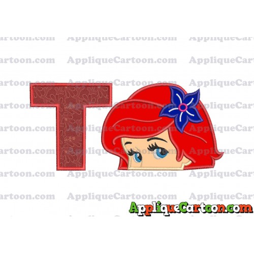 Head The Little Mermaid Applique Embroidery Design With Alphabet T