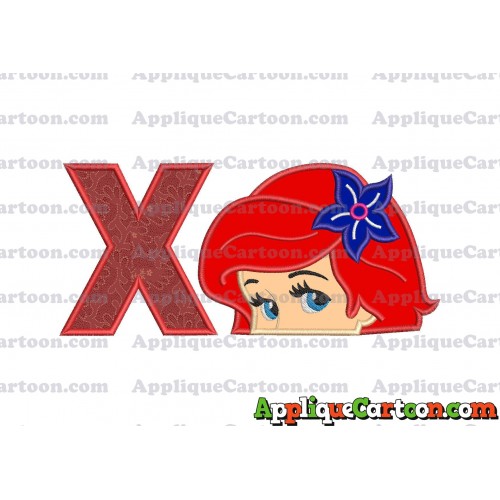 Head The Little Mermaid Applique Embroidery Design With Alphabet X