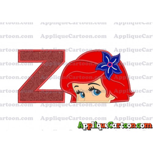 Head The Little Mermaid Applique Embroidery Design With Alphabet Z