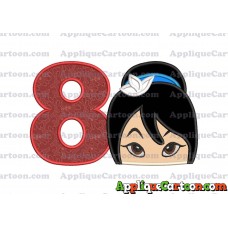 Head Warrior Princess Applique Embroidery Design Birthday Number 8