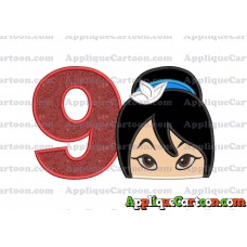 Head Warrior Princess Applique Embroidery Design Birthday Number 9