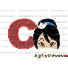 Head Warrior Princess Applique Embroidery Design With Alphabet C