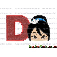 Head Warrior Princess Applique Embroidery Design With Alphabet D