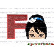 Head Warrior Princess Applique Embroidery Design With Alphabet F