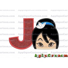 Head Warrior Princess Applique Embroidery Design With Alphabet J