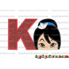 Head Warrior Princess Applique Embroidery Design With Alphabet K