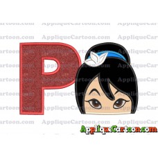 Head Warrior Princess Applique Embroidery Design With Alphabet P