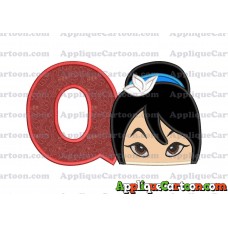 Head Warrior Princess Applique Embroidery Design With Alphabet Q