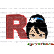 Head Warrior Princess Applique Embroidery Design With Alphabet R