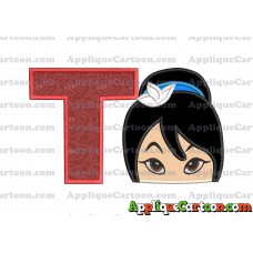Head Warrior Princess Applique Embroidery Design With Alphabet T