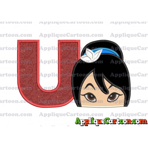 Head Warrior Princess Applique Embroidery Design With Alphabet U