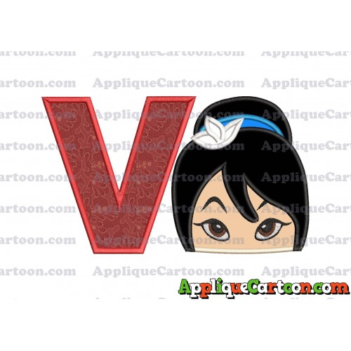 Head Warrior Princess Applique Embroidery Design With Alphabet V