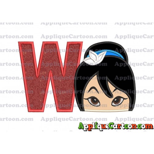 Head Warrior Princess Applique Embroidery Design With Alphabet W