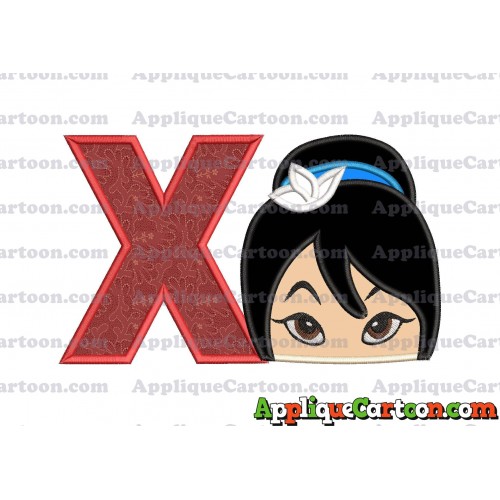 Head Warrior Princess Applique Embroidery Design With Alphabet X