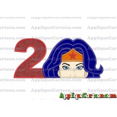 Head Wonder Woman Applique Embroidery Design Birthday Number 2
