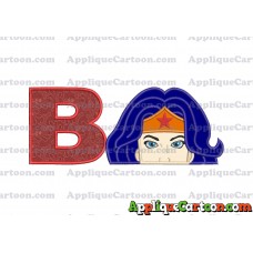Head Wonder Woman Applique Embroidery Design With Alphabet B