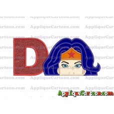 Head Wonder Woman Applique Embroidery Design With Alphabet D