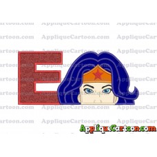Head Wonder Woman Applique Embroidery Design With Alphabet E