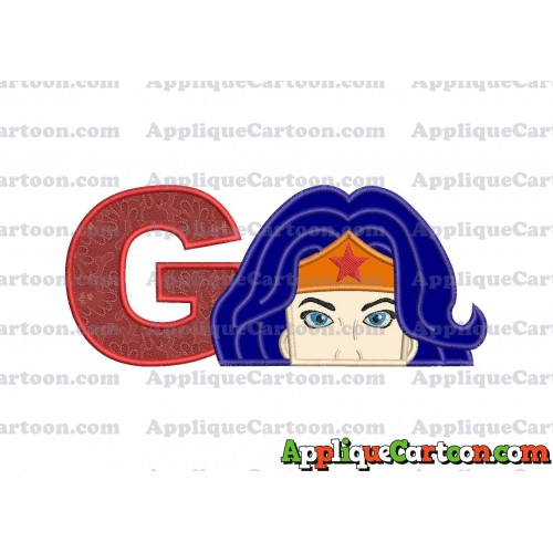 Head Wonder Woman Applique Embroidery Design With Alphabet G