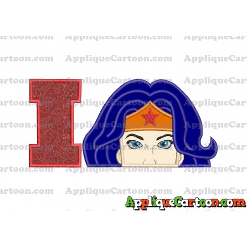 Head Wonder Woman Applique Embroidery Design With Alphabet I