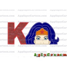 Head Wonder Woman Applique Embroidery Design With Alphabet K