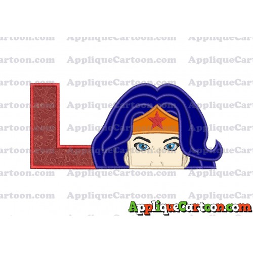 Head Wonder Woman Applique Embroidery Design With Alphabet L