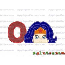 Head Wonder Woman Applique Embroidery Design With Alphabet O