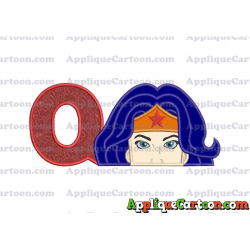Head Wonder Woman Applique Embroidery Design With Alphabet Q