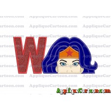 Head Wonder Woman Applique Embroidery Design With Alphabet W