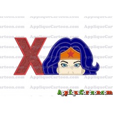 Head Wonder Woman Applique Embroidery Design With Alphabet X