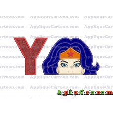 Head Wonder Woman Applique Embroidery Design With Alphabet Y