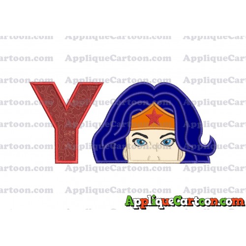 Head Wonder Woman Applique Embroidery Design With Alphabet Y