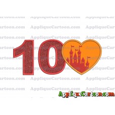 Heart Castle Applique Design Birthday Number 10