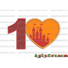 Heart Castle Applique Design Birthday Number 1