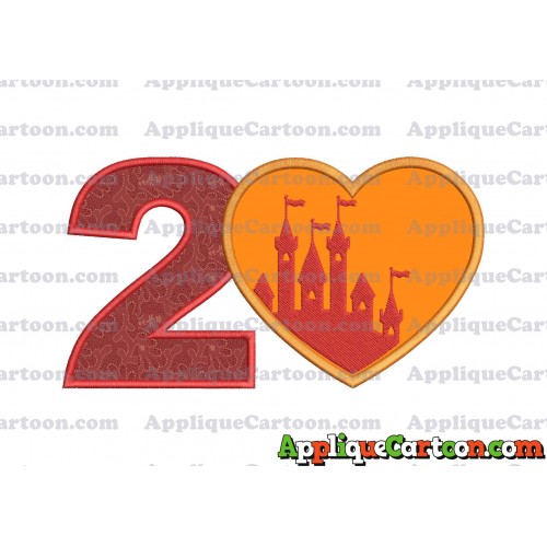 Heart Castle Applique Design Birthday Number 2