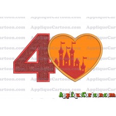 Heart Castle Applique Design Birthday Number 4
