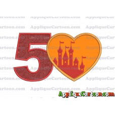 Heart Castle Applique Design Birthday Number 5