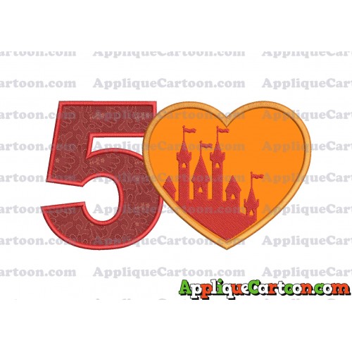 Heart Castle Applique Design Birthday Number 5