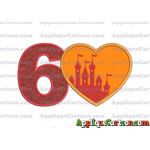 Heart Castle Applique Design Birthday Number 6