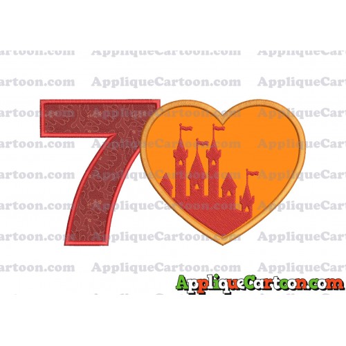 Heart Castle Applique Design Birthday Number 7