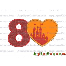 Heart Castle Applique Design Birthday Number 8