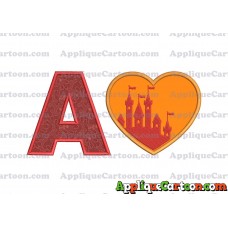Heart Castle Applique Design With Alphabet A